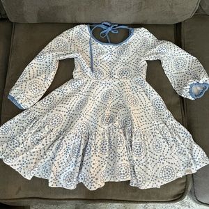 Omi Jo Ruffled Blue Flower Circle Dress